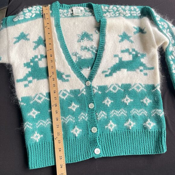 Vintage Keepsake Cardigan Sweater Women Small Eyelash Christmas Mohair Fair Isle - Picture 10 of 11